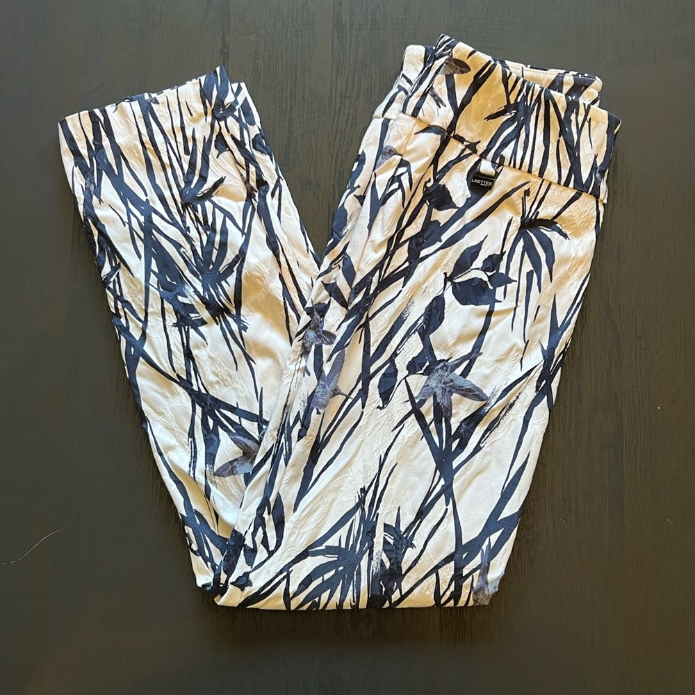 LISETTE Navy and White Abstract Design Pants